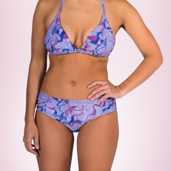 Stria Swim Ruched Purple Bikini Bottom - Picture 1 of 6